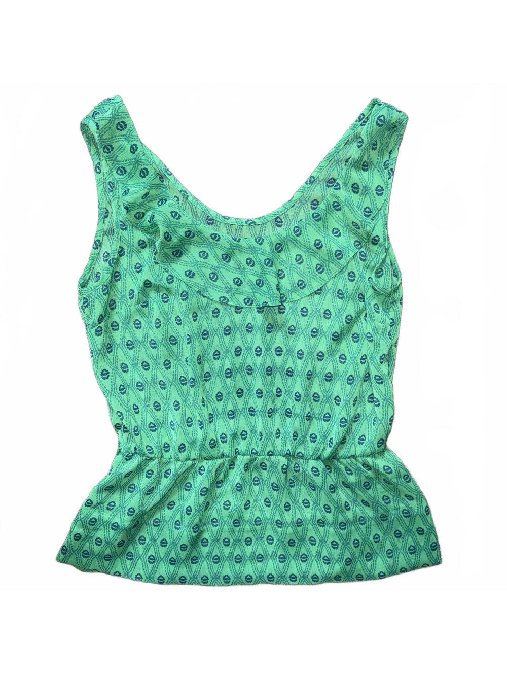 Gap Green Geometric Print Peplum Tank Top Women's Small